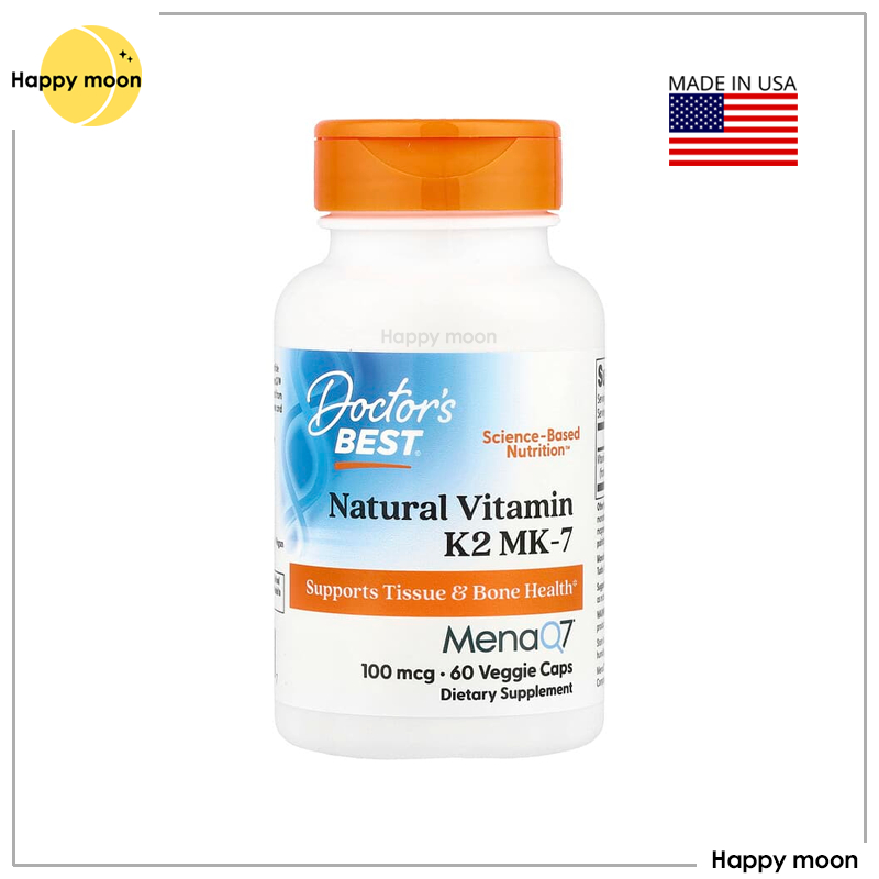 Doctor's Best, Natural Vitamin K2 MK-7 with MenaQ7, 100 mcg, 60 Veggie Caps