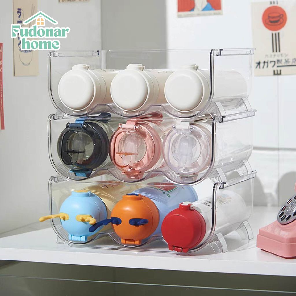 Fudonar ที่ใส่ขวดน้ำ 3ช่อง แบบเซตวางซ้อนกันได้ ที่เก็บขวดน้ำ ใส่กระบอกน้ำหรือแก้วเยติ สินค้าพร้อมส่ง รูปที่ 4