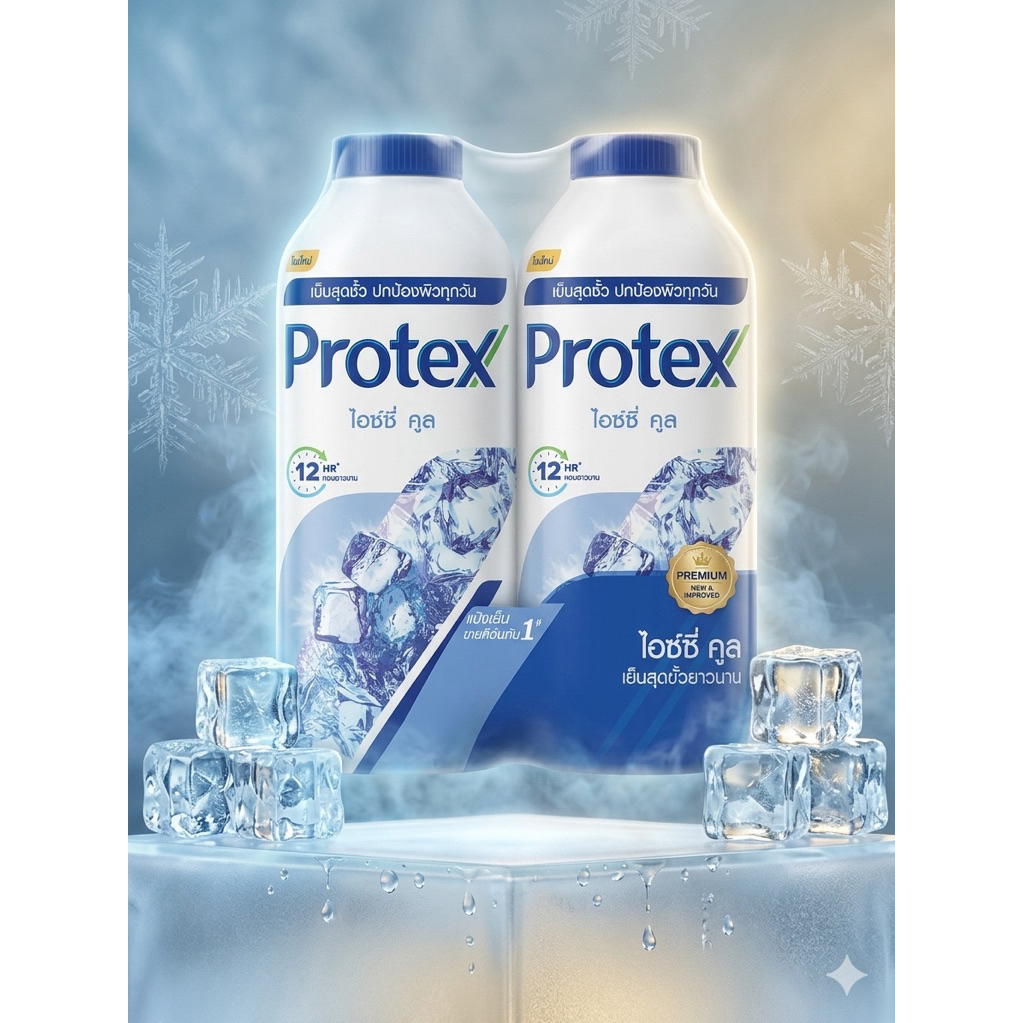 Protex แป้งเย็นโพรเทคส์ 280 กรัม x2 แพ็คคู่ ราคาพิเศษ ความคุ้มค่าและเย็นนาน ไอซ์ซี่ คูล เย็นสุดขั้วยาวนาน