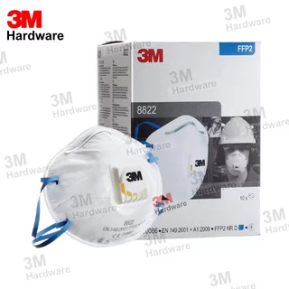 3M 8822 (ยกกล่อง 10 ชิ้น) มีวาล์ว หน้ากากสำหรับงานบัดกรี หลอมโลหะ FFP2 หน้ากากป้องกันฝุ่น และสารเคมี