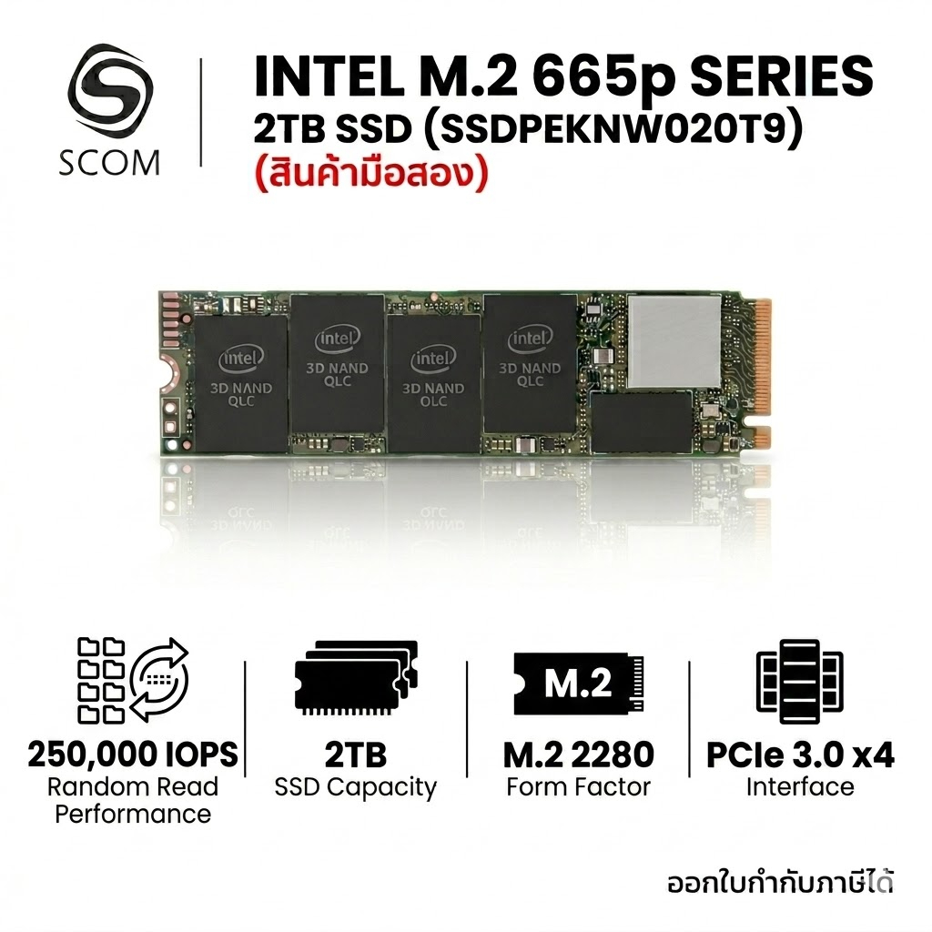(SSD) 2TB INTEL SSD M.2 665p Series (SSDPEKNW020T9) มือสอง