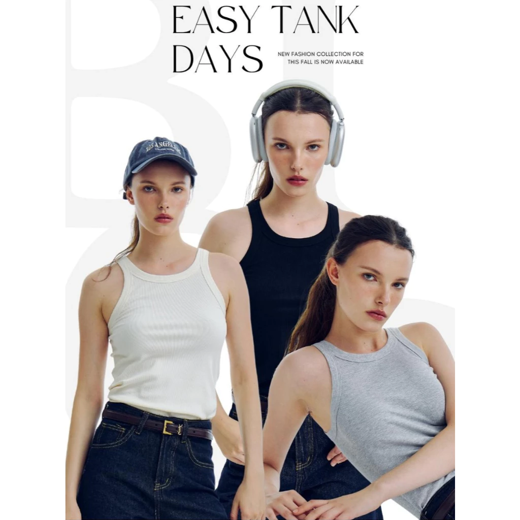 BCTT08 Easy Tank Days - เสื้อกล้ามเนื้อผ้าริบยืดหยุ่นดี
