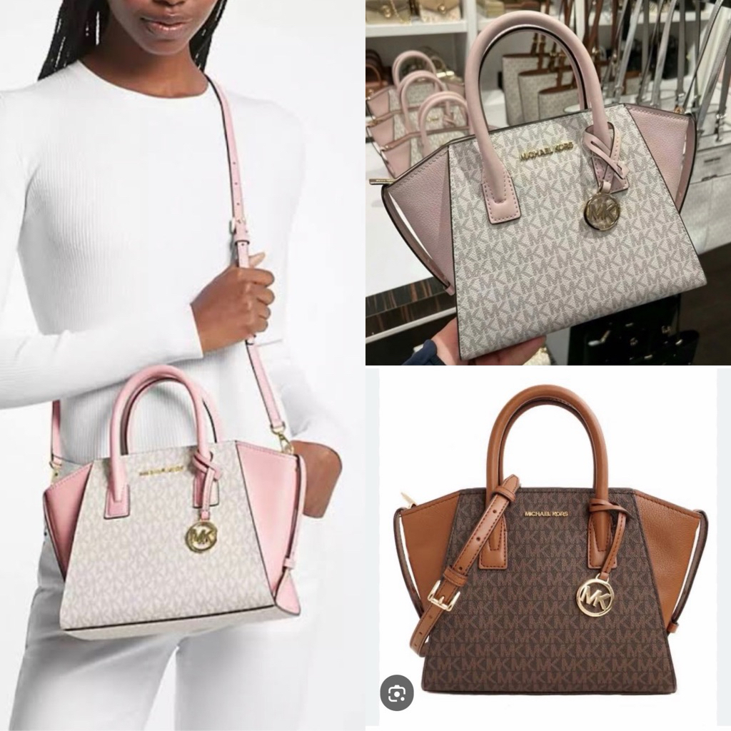 AD🎀 (สด-ผ่อน) กระเป๋า เอ็มแค 8661 35F1G4VM2L เอ็มแค Avril Small Logo Top-Zip Satchel