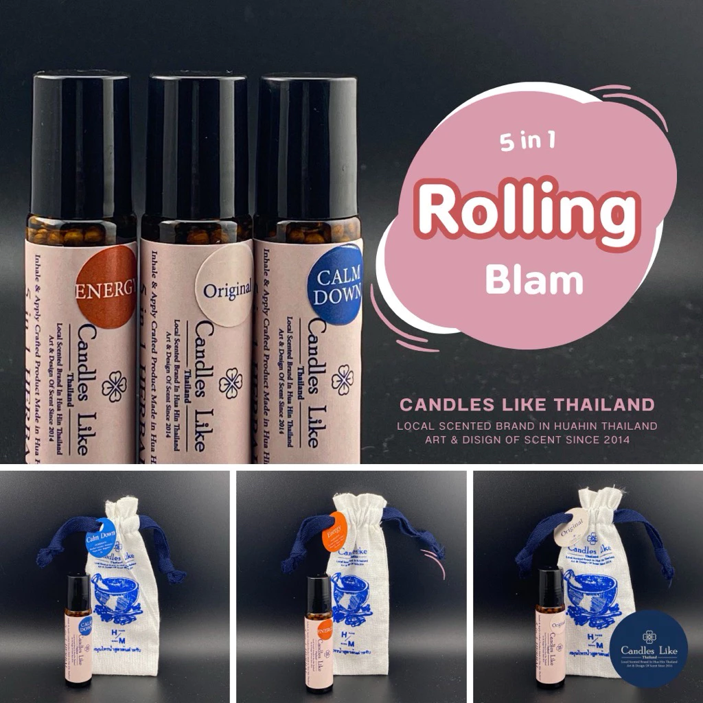 Candles Like TH 5 in 1 Rolling Balm 8ml. ลูกกลิ้งสูตรต้นตำรับ