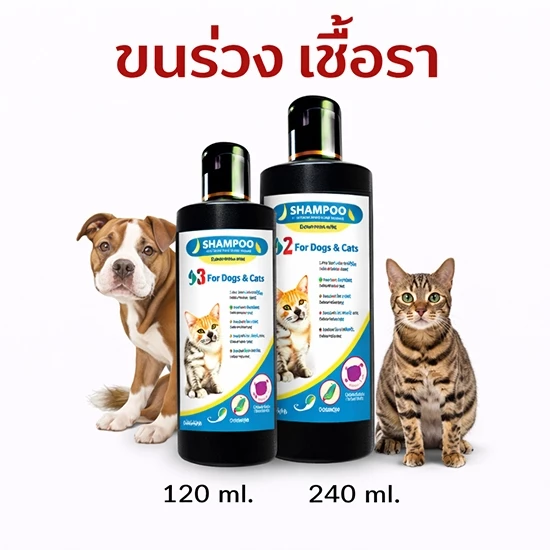 SHAMPOO for dog & cat แชมพูลดอาการคัน เกาคันหาย คันเชื้อรา สุนัขคัน แมวคัน 120 & 240 ml.