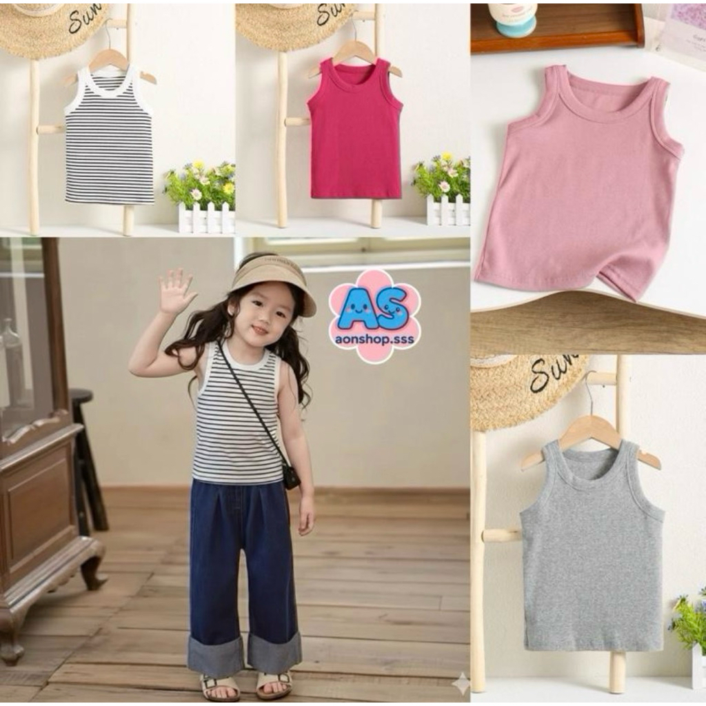 พร้อมส่งไทย(T21)เสื้อกล้ามเด็กผ้าร่องนุ่มใส่สบายสุดๆ