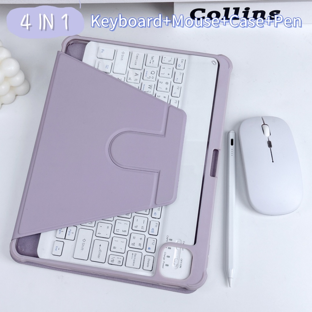 รีวิวชุดเคสไอแพดพร้อมคีย์บอร์ดเมาส์ไร้สาย หมุน 360 องศา ครบจบทุกการใช้งาน