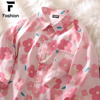 ใส่ได้ทั้งชายหญิง! เสื้อเชิ้ตคู่รัก ลายภาพวาดสีน้ำมันดอกไม้ สไตล์ฮาวาย Unisex