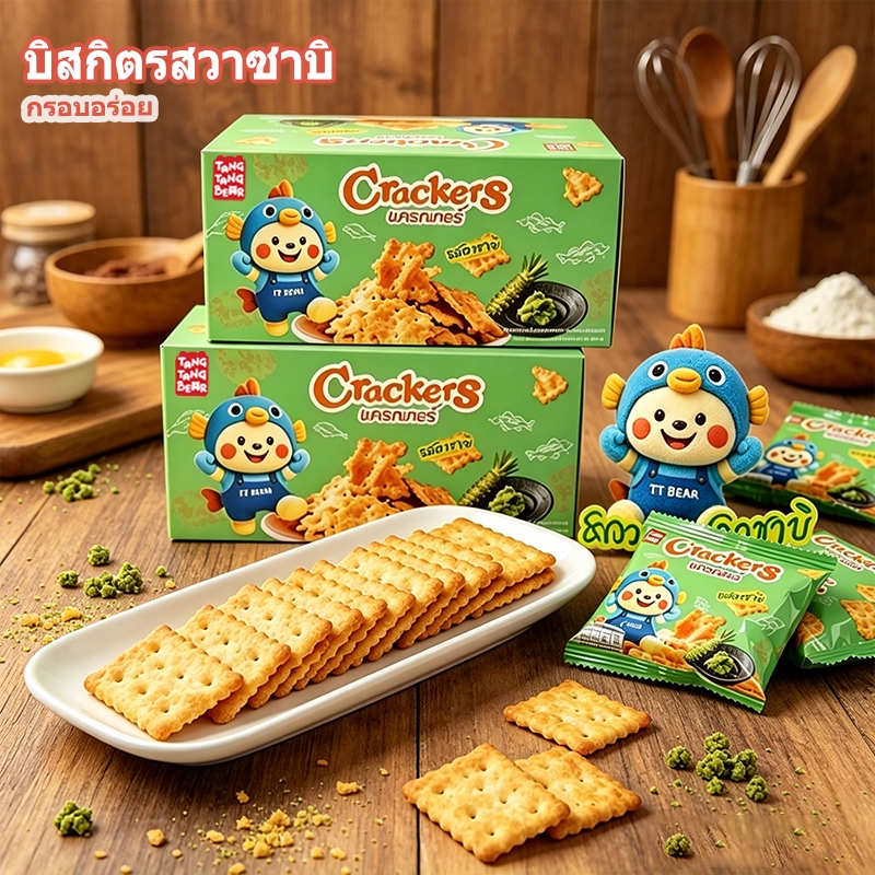 บิสกิตรสวาซาบิ แครกเกอร์กรอบรสเผ็ด แพ็คแยกพกสะดวก ทานเล่นที่ทำงาน/โรงเรียน เด็กและผู้ใหญ่ชอบ✨🔥