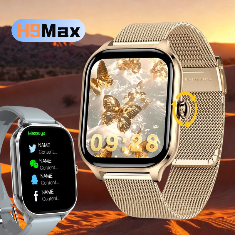 LAXASFIT H9 Max 2.01 Inch Smart Watch Man Woman Gift Full Touch Screen Sports Fitness Watch BT Call 