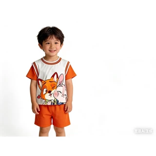 BB226 ชุดแฟชั่นเด็กผู้ชาย ลายการ์ตูนสุดคิ้วท์ ใส่สบาย มี 2 สี
