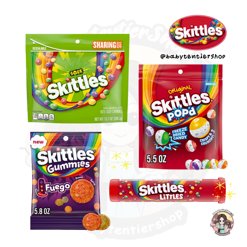 พร้อมส่ง🛵 Skittles ขนมนำเข้าจากอเมริกา | Sour / POP’d Freeze Dried / Gummies Fuego / Littles