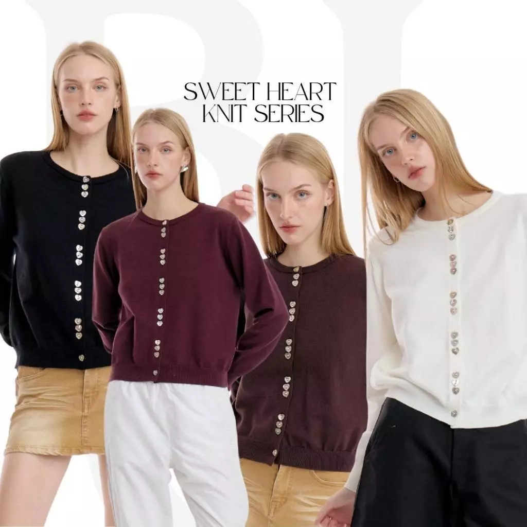 BCLS40 Sweet Heart Knit Series - คาดิแกนแขนยาว