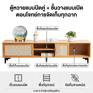 🎋ตู้วางทีวี ชั้นวางทีวี ตู้ทีวีไม้ สามารถจัดเก็บของได้มาก วางทีวี55/65 นิ้วได้ รับน้ำหนัก 500KG