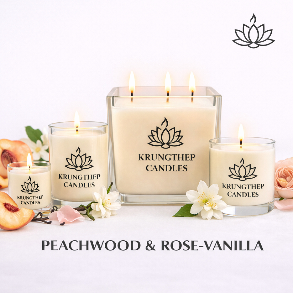 [Premium] เทียนหอม  Peachwood Rose Vanilla  4 ขนาด + Sets | Organic 100% Soy Wax (120ml-500ml) เทียนไขถั่วเหลืองอโรม่า