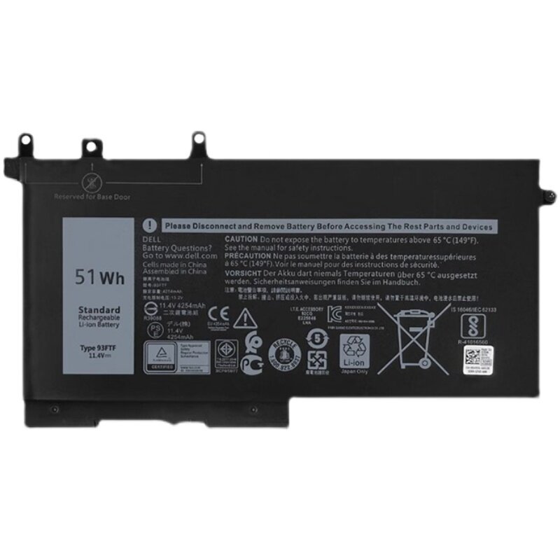 Compatible with Dell Latitude 5490, 5590, 5491, 5591 Laptop Battery (93FTF) — 51Wh