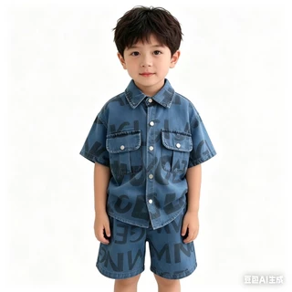 YO238 ชุดเซ็ตเด็กสุดฮิต งานยีนส์นิ่มใส่สบาย สไตล์มินิมอลคูลๆ เท่ไม่เหมือนใคร
