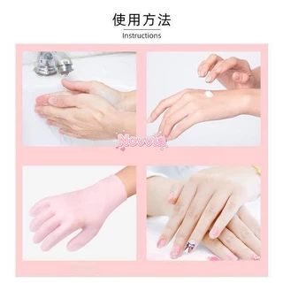 Novvia ถุงมือ ถุงเท้าซิลิโคนสปา ใช้ในบ้าน สำหรับดูแลส้นเท้าแตก (ฟรีไซส์) ใช้ได้ทั้งผู้หญิงและผู้ชาย