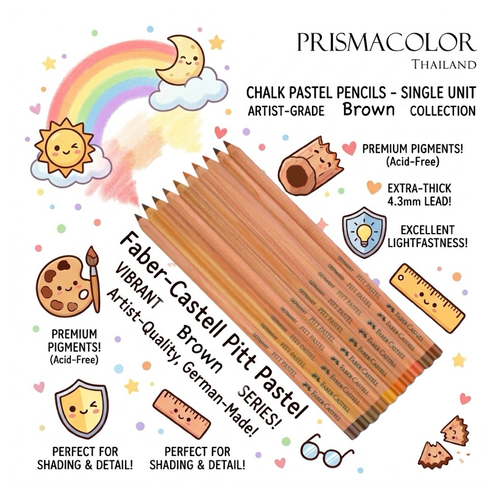 Faber-Castell Pitt Pastel (สีน้ำตาล) แยกแท่ง | ดินสอพาสเทล เกรดศิลปิน เยอรมัน