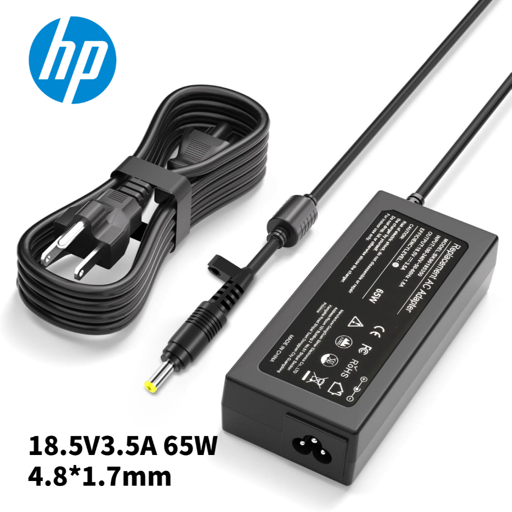 อะแดปเตอร์โน๊ตบุ๊ค HP 65W 18.5V3.5A 4.8*1.7mm Pavilion DV1000 Compaq ZE4900 9155068 Laptop Adapter