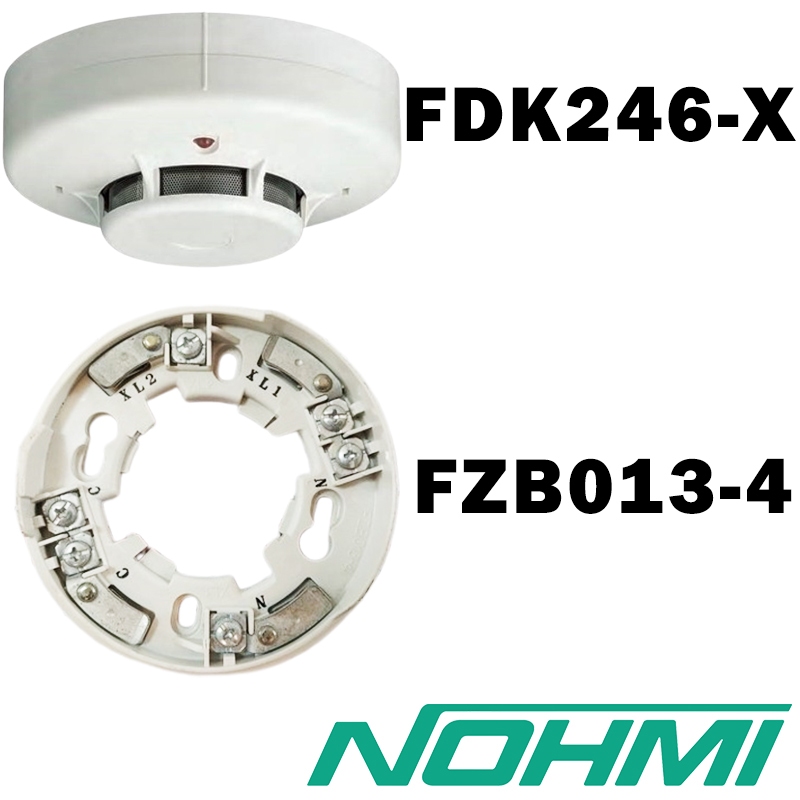 FDK246-X + ฐาน (FZB013-4) PHOTOELECTRIC SMOKE DETECTOR (ต่อLampได้)  สี NAW ″NOHMI″