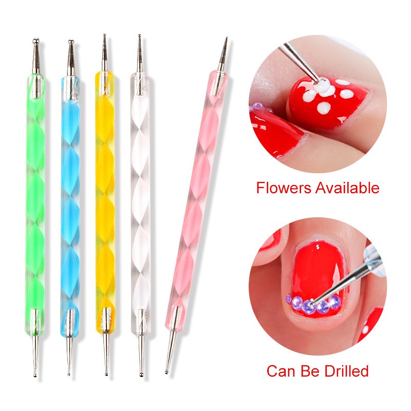5 Pcs Nail Art Dotting Point Tool Drill Nail Painting Pen of Spiral Rod