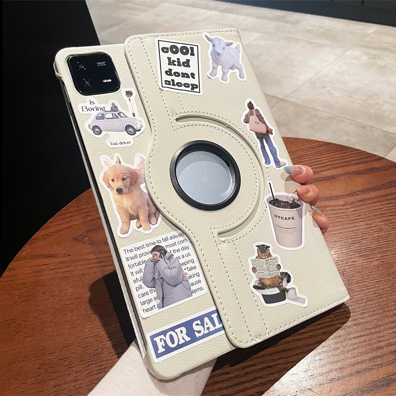 ขาตั้งหมุนได้ 360 องศา เคสแท็บเล็ตหนังแบบฝาพับ สติกเกอร์แฟชั่น Tablet Case Redmi Pad 2 SE 2025 Xiaomi Pad 5 6 7 8 Pro