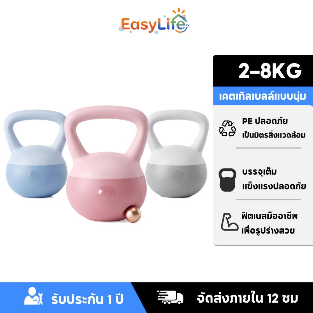 Kettlebell แบบนุ่ม PVC ตั้งได้ 4kg/6kg/8kg