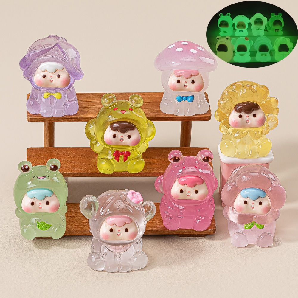 พร้อมส่ง ของตกแต่ง สะสม DIY ดอกไม้แบบใส เรืองแสง (1 SET 8 ตัว)