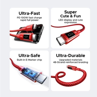 UGREEN UNO 100 วัตต์ชาร์จอย่างรวดเร็ว USB C ไปยังสายเคเบิล USB C