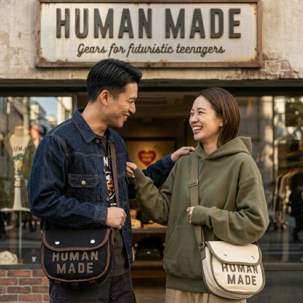 พร้อม​ส่ง​ใน​ไทย​ Human made SHOULDER BAG กระเป๋าสะพายข้างhuman made collection ใหม่ล่าสุด