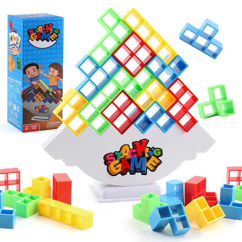 Tetra Tower เกมทาวเวอร์เตตริส บล็อกตัวต่อ เกมกระดานสนุก บล็อกที่สมดุล ของเล่นตั้งโต๊ะ การพัฒนาสมอง ของเล่นเด็ก
