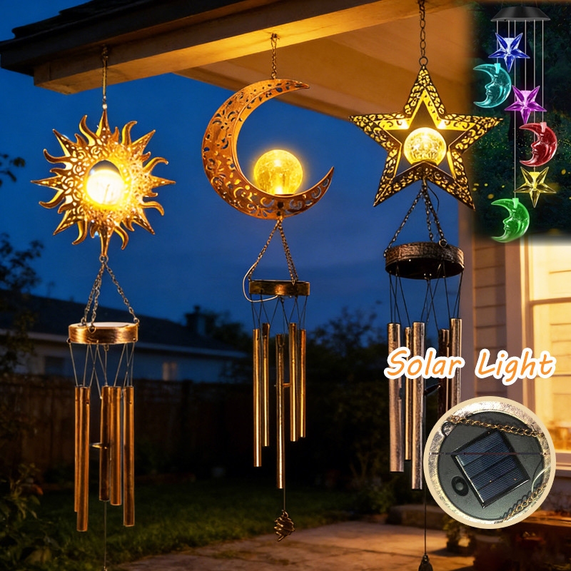 พร้อมส่ง กระดิ่งลม LED Solar light กันน้ำกันสนิม เรียกทรัพย์ กันน้ำ ตกแต่งบ้าน ตกแต่งสวน