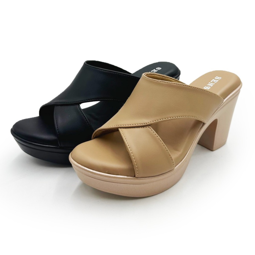 SENSOรองเท้าพียูส้นสูง ซับหนังกลับ รุ่น J65006
