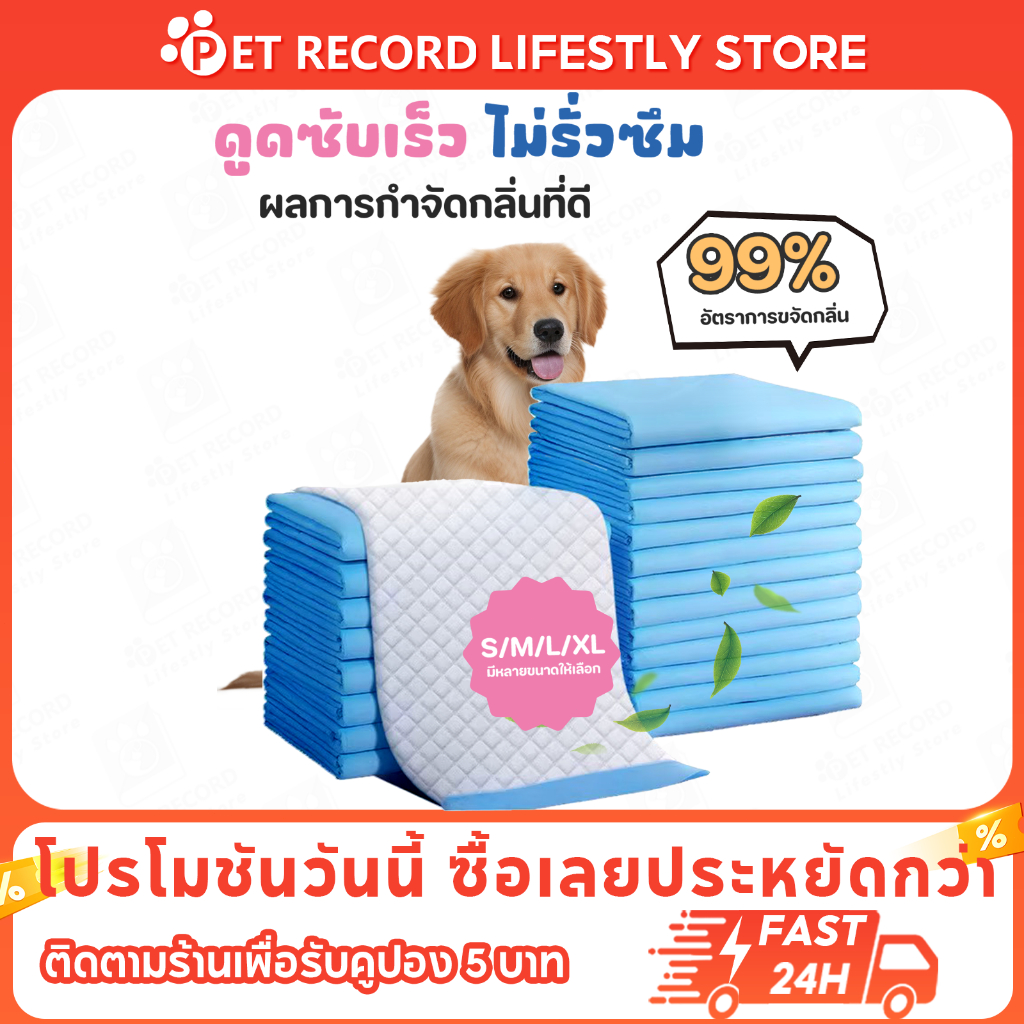 Pet Record แผ่นรองฉี่สุนัข แผ่นรองฉี่ต่อต้านแบคทีเรียซึมซับไดีดีผ้ารองฉี่ถาดรองฉี่สุนัขแผ่นรองฉี่แมว
