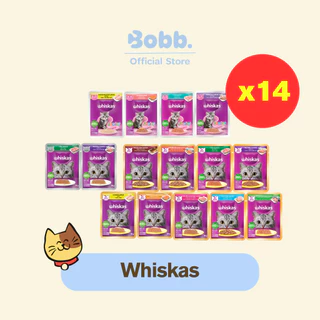 อาหารเปียกแมววิสกัส Whiskas 14 ชิ้น อาหารแมวแบบซองราคาถูก