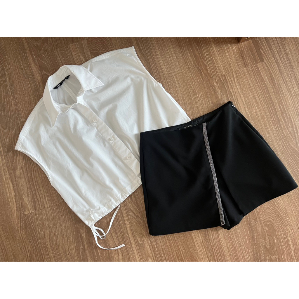 ชุดเซ็ท Zara pleated shirt และ กางเกงกระโปรง