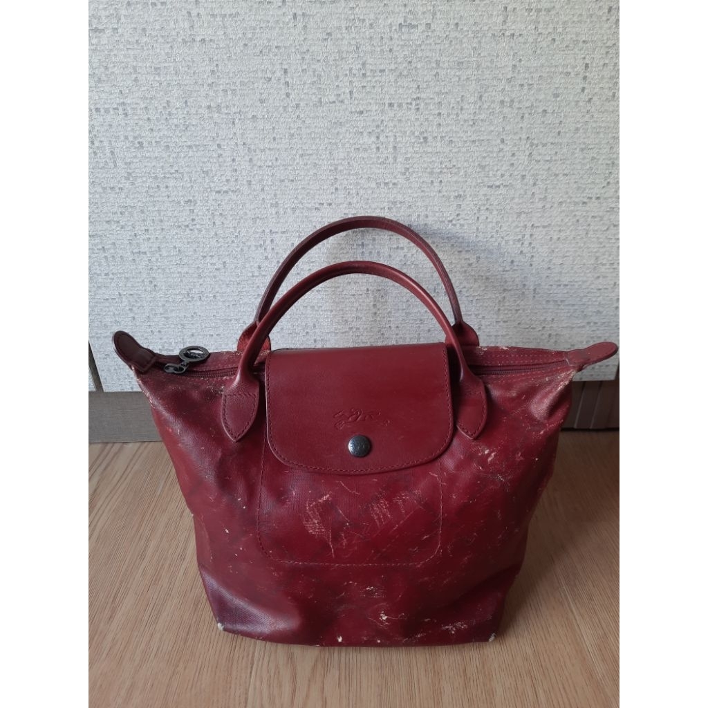 อะไหล่  👝 กระเป๋าถือ Longchamp สีแดง ทับทิม ( Pomegranate color ) มือสอง ของแท้ จาก shop กรุณา ❗️ อ่