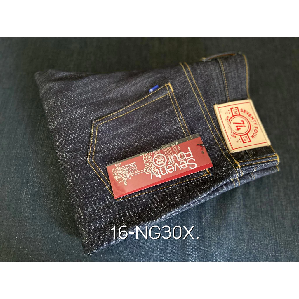 📌#74-16NG30X./กางเกงผ้าดิบ 16 ออนซ์-ริมแดง /ผ้าสลาฟสีบลูเข้ม /ทรงกระบอกเอวกลาง /ผ้ามีการหด0.5-1นิ้วเราเพิ่มไว้ให้