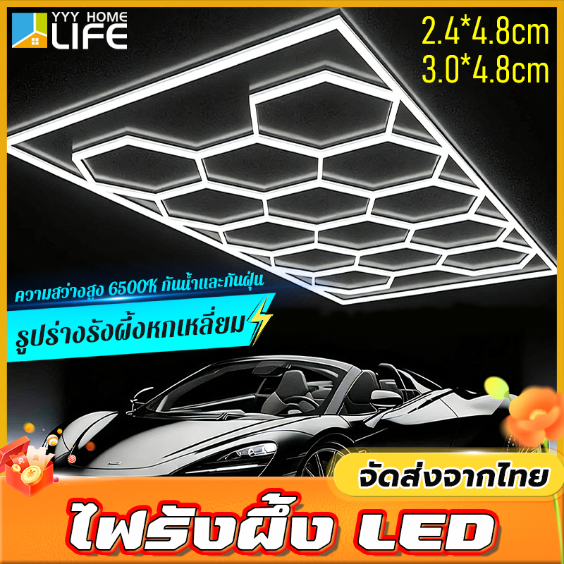 YYY Home life ไฟรังผึ้ง LED รูปร่างรังผึ้งหกเหลี่ยม 2.4*4.8/3.0*4.8m ประหยัดพลังงาน กันน้ำ