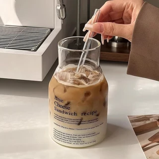 แก้วกาแฟ มัทฉะ ที่ใส่มัทฉะ แก้วน้ำ แก้วสายคาเฟ่มินิมอล แก้วน้ำทรงแจกัน พร้อมหลอดแก้ว