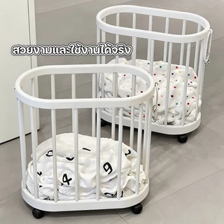 ตะกร้าเก็บของมีล้อ ตะกร้าใส่ผ้าซัก การจัดเก็บของเล่น เคลื่อนย้ายสะดวก สไตล์เรียบง่าย สําหรับหอพัก ห้องนั่งเล่น สํานักงาน