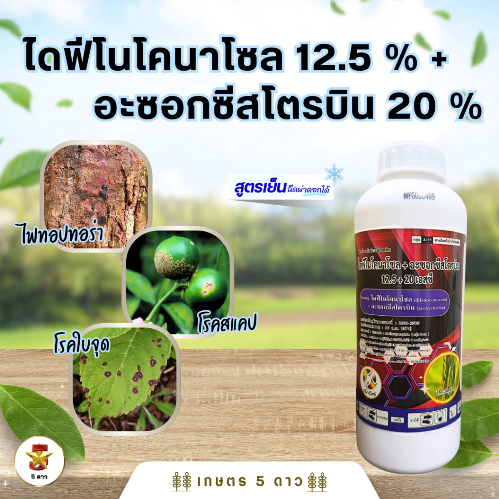 ไดฟีโนโคนาโซล12.5%+อะซอกซีสโตบิน20%(ตรีทรัพย์) ขนาด 1 ลิตร