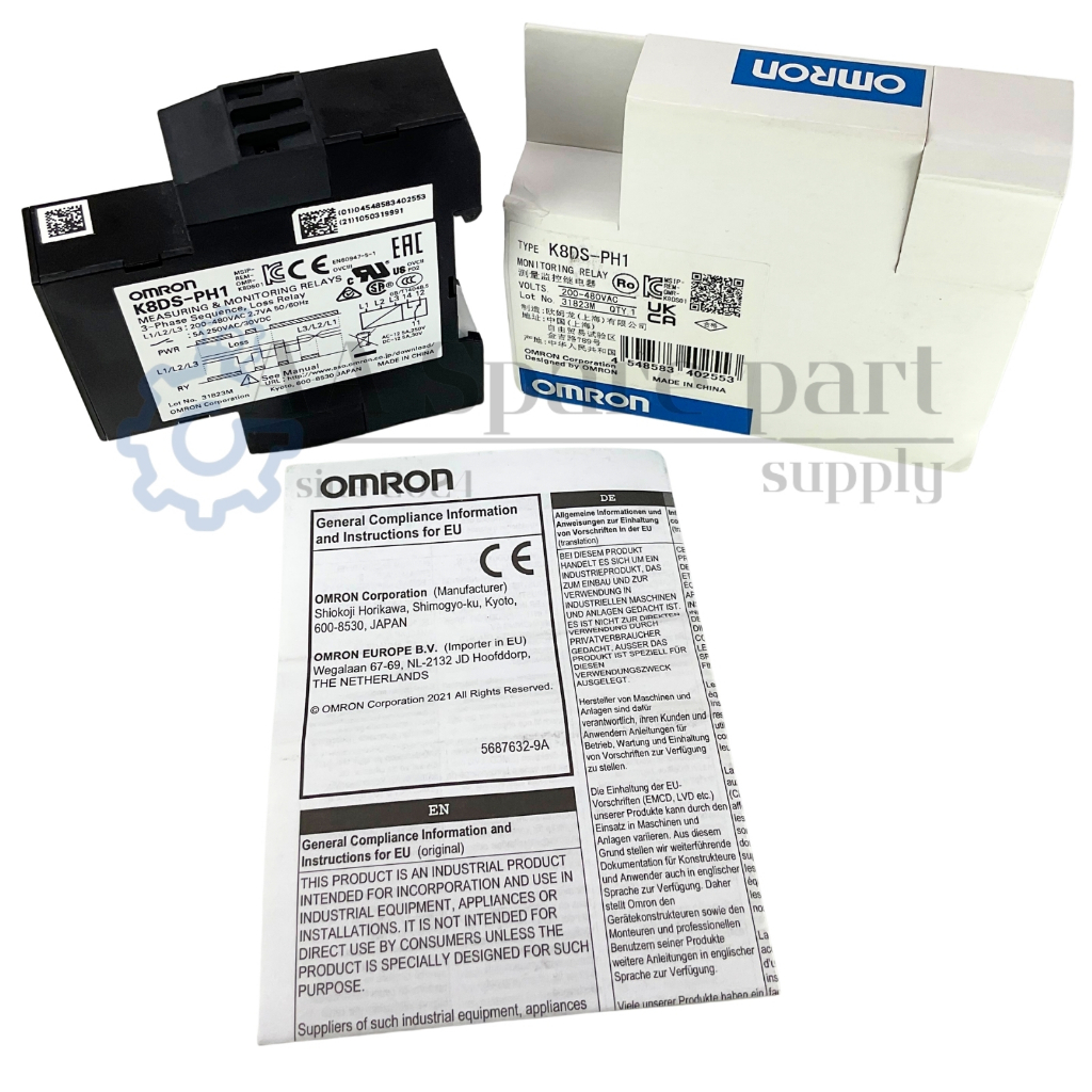 K8DS-PH1 OMRON Phase-sequence Phase-loss Relay รีเลย์ตรวจจับลำดับเฟสและเฟสขาด “ ของแท้ ” 200-480VAC,