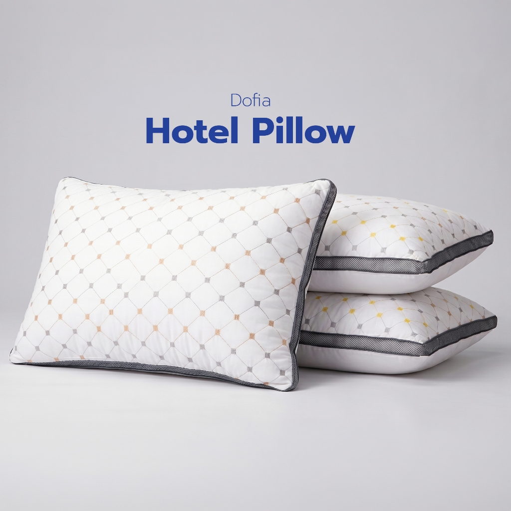 Dofia ( 1 แถม 1 )หมอนโรงแรม รุ่น M01 Pillow หมอนสุขภาพ ใยสังเคราะห์คุณภาพดี นุ่มสบาย1 ฟรี 1