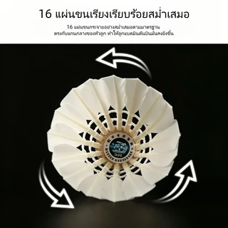 ลูกแบดมินตันคุณภาพสูง 12 ลูก ขนห่านแท้ สปีด76 หัวไม้คอร์ก 2 ชั้น เที่ยวบินมั่นคง รุ่น D20 ของ Hangyu
