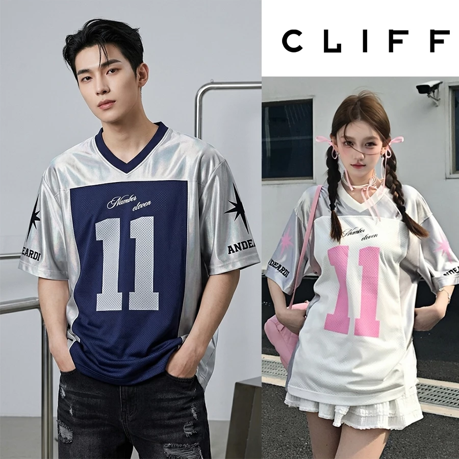 CLIFF ฤดูร้อน สไตล์อเมริกัน แขนสั้น ชาย กีฬา เสื้อยืด แบบหลวม