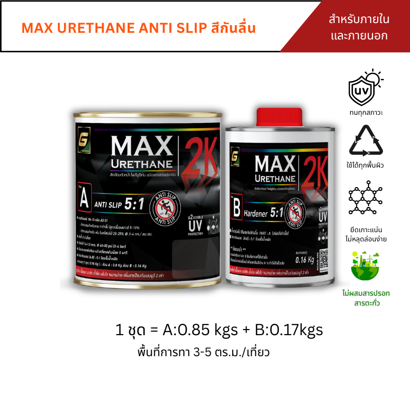 MAX URETHANE ANTI SLIP สีกันลื่น ชนิด 2 ส่วนผสม A+B ขนาด 0.946 ลิตร