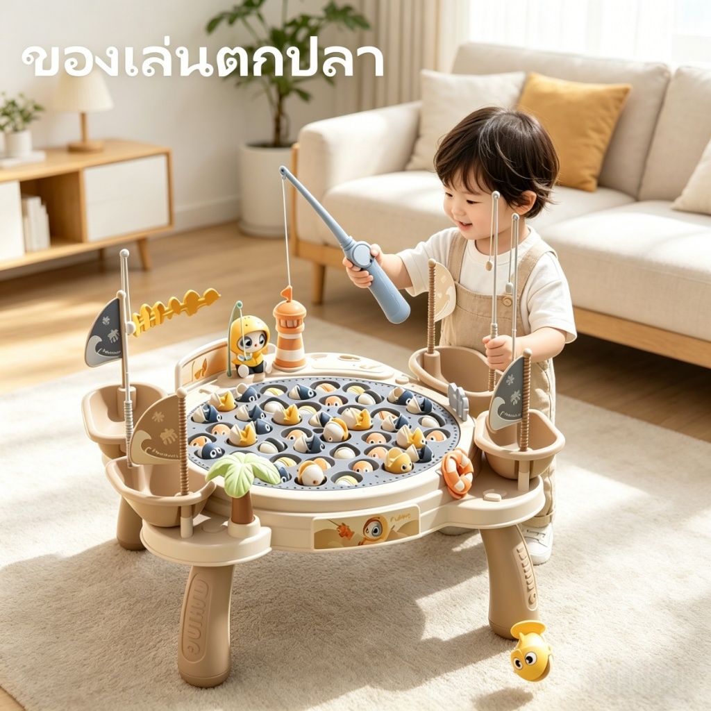ของเล่นตกปลา ชุดตกเบ็ดแม่เหล็ก หมุนได้ 360 องศา เกมตกปลา ฝึกประสาทสัมผัสมือและตา ของขวัญเด็ก