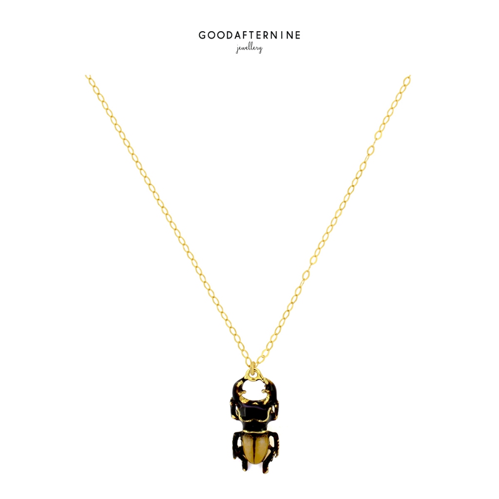 สร้อยคอจี้ด้วง สร้อยคอด้วง GOODAFTERNINE - Morning Garden | Stag Beetle Necklace, Enamel Jewelry